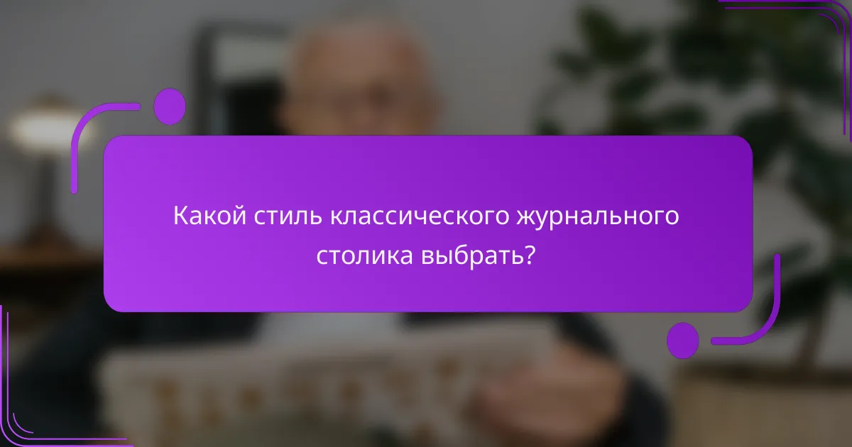 Какой стиль классического журнального столика выбрать?